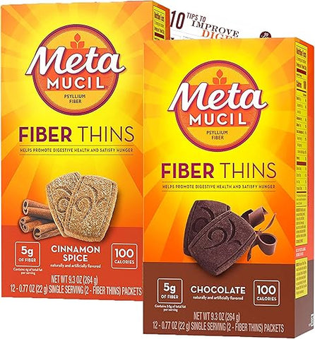 Fiber Thins – Barras de Fibra de Psyllium Canela 12 unidades – Suporte à Saúde Digestiva - Bleam