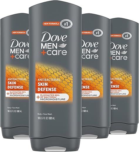 DOVE MEN + CARE - Dove Men Care Sabonete Líquido Corporal Skin Defense 4 Unidades Para Pele Lisa e Hidratada Limpa Efetivamente as Bactérias Enquanto Nutre Sua Pele 532 ml