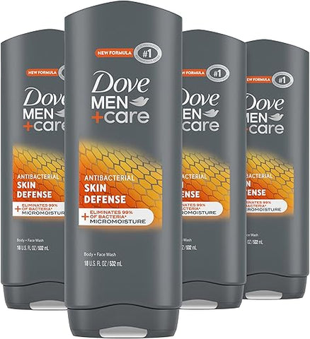 DOVE MEN + CARE - Dove Men Care Sabonete Líquido Corporal Skin Defense 4 Unidades Para Pele Lisa e Hidratada Limpa Efetivamente as Bactérias Enquanto Nutre Sua Pele 532 ml