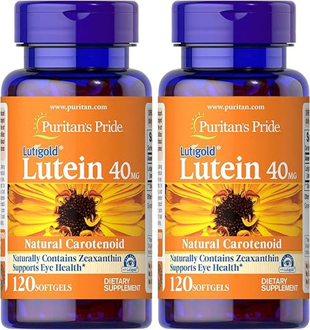 Puritan's Pride - Puritan’s Pride Luteína 40mg com Zeaxantina, Suporte para a Saúde dos Olhos, 120 Comprimidos (Pacote com 2)