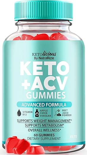 NutraRize - Ketolicious ACV Gummies – Gomas de Vinagre de Maçã Cidra, Fórmula Premium Keto, 60 Gomas