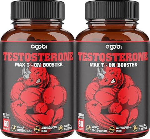 agobi - 2 Pacotes 60 Cápsulas – Impulsionador de Testosterona para Homens, Construção Muscular, Energia