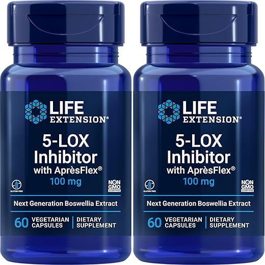 5-LOX Inibidor com ApresFlex, 100mg, 60 Cápsulas Vegetarianas (Pacote com 2) - Life Extension