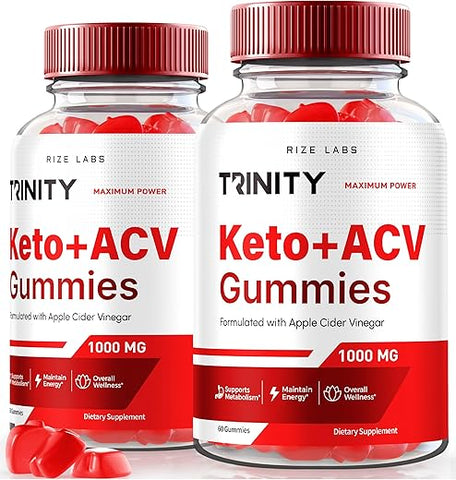 rize labs - (2 Pacotes) Gomas Trinity Keto ACV, Oficial Trinity Keto ACV Gummies Avançado para Perda de Peso, Fórmula Premium Keto Plus ACV, Suplemento de Vinagre de Maçã 100% Natural, Gummy 500g