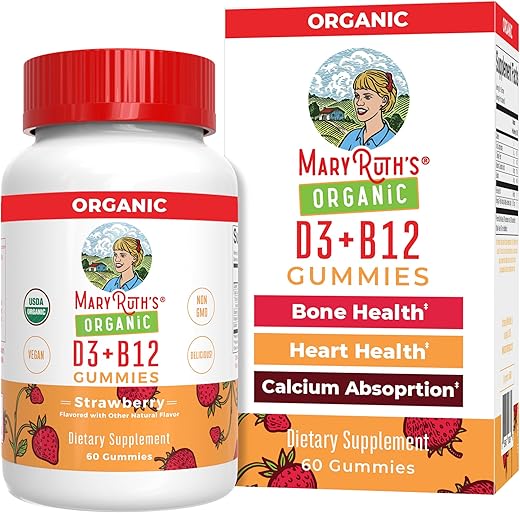 MaryRuth Organics - Gomas de Vitamina D3 B12 Mary Ruth’s | Orgânicas USDA | 2 Meses de Suprimento | Vitamina D