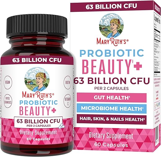 MaryRuth Organics - Cápsulas de Beleza Probióticas MaryRuth’s | Estimulador de Colágeno | 1 Mês de Fornecimento | Colágeno Vegano