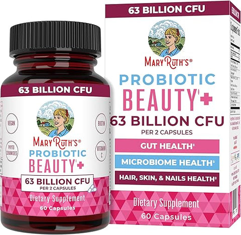 MaryRuth Organics - Cápsulas de Beleza Probióticas MaryRuth’s | Estimulador de Colágeno | 1 Mês de Fornecimento | Colágeno Vegano
