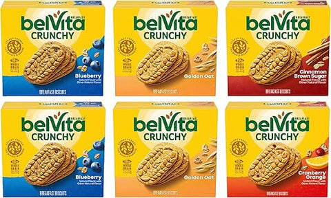 Belvita - belVita: Kit com 6 Caixas de 5 Pacotes (30 Pacotes no Total) de Biscoitos Variados para o Café da Manhã, 4 Sabores – Embalagem Prática e Deliciosa!