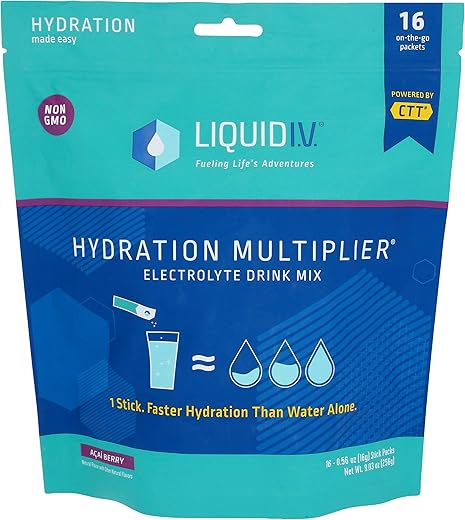 Liquid I.V. - Liquid IV Acai Berry Mix Hidratante 16 Sachês, 16g | Bebida Hidratante de Açaí | Marca Liquid IV