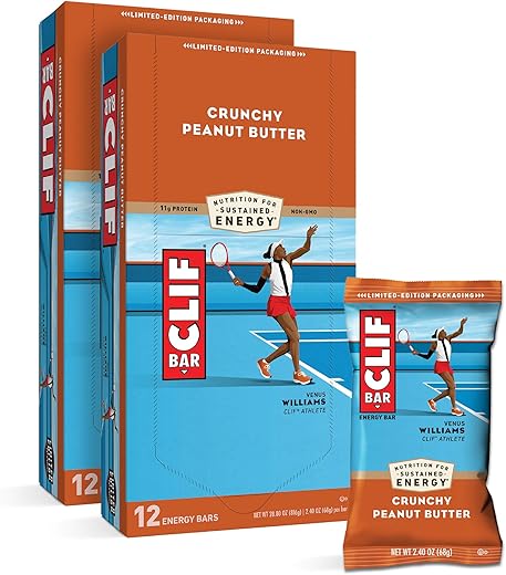 Clif Bar - Barras de Energia CLIF – Amendoim Crocante – Feitas com Aveia Orgânica – Alimento à Base de Plantas – Vegetariano – Kosher (Barras de Proteína de 2,4 Ounces, 24 Unidades) Embalagem Pode Variar