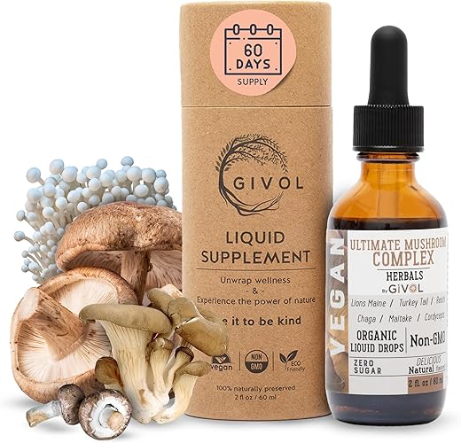 GIVOL - Complexo Líquido de Cogumelos Imunes Definitivo: Mistura Herbal Dinâmica para Melhor Desempenho – 30ml