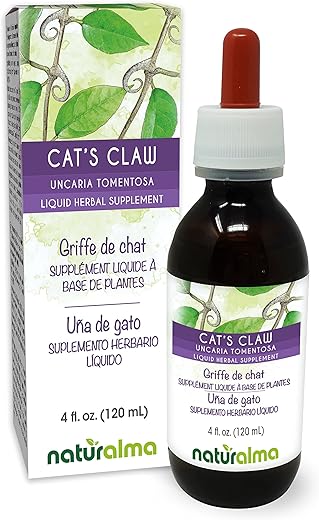 Cat’s Claw (Uncaria tomentosa) – Tintura sem álcool de casca – 118 ml Extrato líquido em gotas – Herbal – Vegano - Naturalma