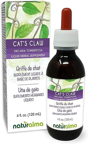 Cat’s Claw (Uncaria tomentosa) – Tintura sem álcool de casca – 118 ml Extrato líquido em gotas – Herbal – Vegano - Naturalma