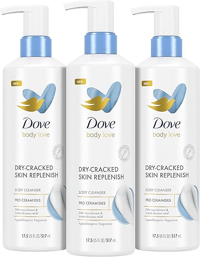 Body Love Sabonete Líquido Corporal 3 Unidades Pele Seca e Rachada Nutrição 24 Horas Hipoalergênico - Dove