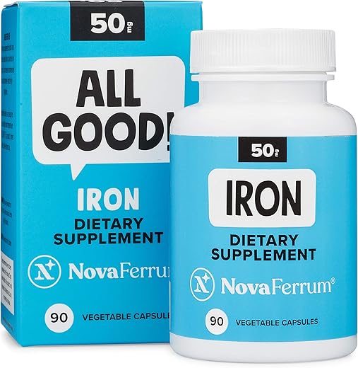 All Good | Cápsulas de Ferro para Adultos | Anemia | 50mg de Ferro | 90 Porções | Sem Açúcar | Vegano | Sem Glúten - NovaFerrum