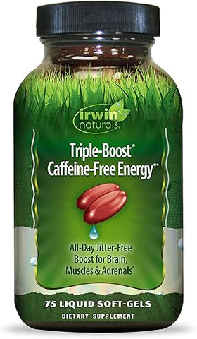 Triple-Boost Energia sem Cafeína – Foco Duradouro e sem Agitação – Nootrópico para Potencializar o Cérebro – 75 Cápsulas Líquidas - Irwin Naturals