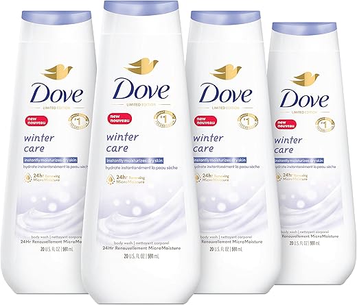 Edição Limitada Sabonete Líquido Winter Care 4 Unidades para Pele Renovada e Saudável com MicroHidratação Renovadora 24h Limpeza Suave Hidrata Instantaneamente a Pele Seca 20 ml - Dove
