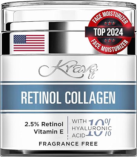 KRAVE IT - Creme Facial Anti-Idade com Retinol, Removedor de Manchas Escuras e Hidratante com Colágeno – 50g