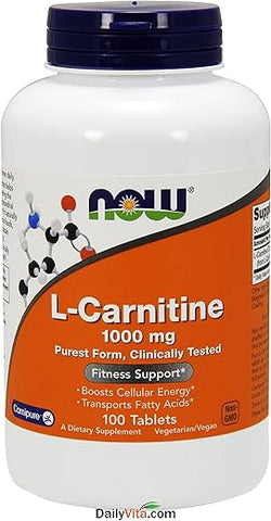 NOW Foods - Now Foods: L-Carnitine Fitness Support 1000mg – 100 tabs | Suporte para Fitness | Marca líder em suplementos