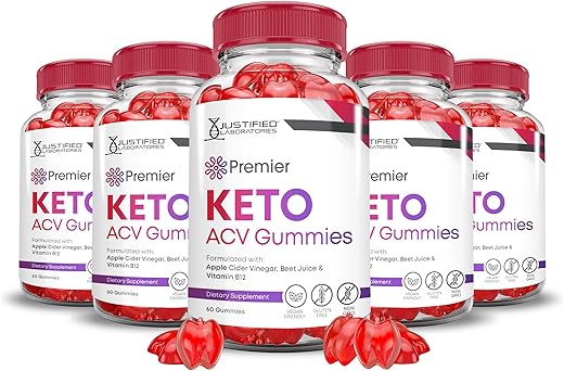 Justified Laboratories - (5 Pacotes) Premier Keto ACV Gummies Avançado 1000MG – Vinagre de Maçã em Gomas Formulado com Suco de Romã e Beterraba em Pó B12 Vegano Não GMO 300 Gomas