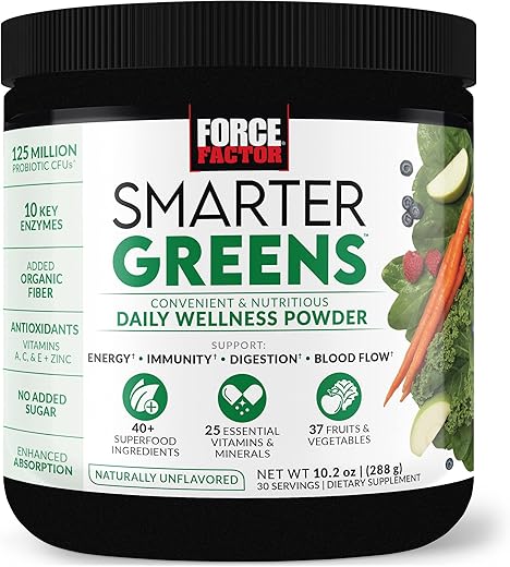 Force Factor - FORCE FACTOR Smarter Greens em Pó Diário para Energia e Imunidade – 100g