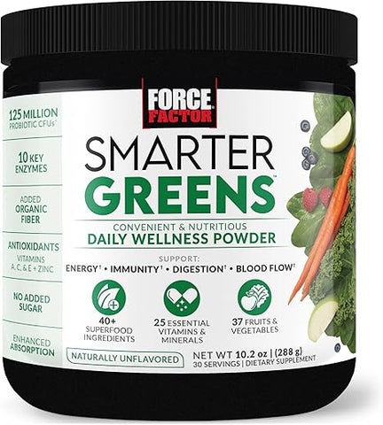 Force Factor - FORCE FACTOR Smarter Greens em Pó Diário para Energia e Imunidade – 100g