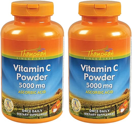 Vitamina C em Pó | 5000mg | Ácido Ascórbico Puro | Suporte Imunológico - Thompson