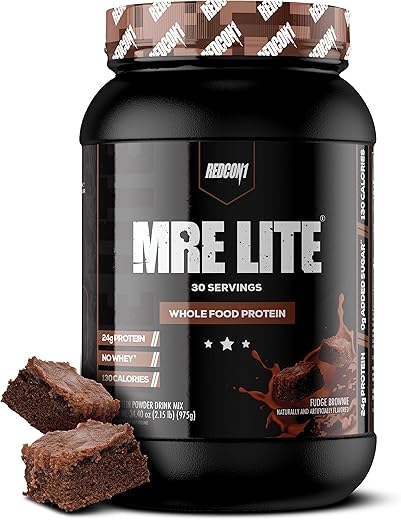 MRE Lite – Proteína em Pó de Alimentos Integrais, Sabor Brownie de Chocolate – Baixo Carboidrato – 500g - REDCON1