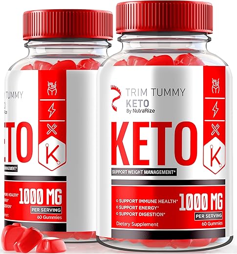 NutraRize - (2 Pacotes) Gomas Trim Tummy Keto para Perda de Peso Avançada – Máxima Força das Gomas Trim Tummy, TrimTummy Keto Plus ACV, Fórmula de Suplemento Keto ACV, Avaliações de Gomitas (120…)