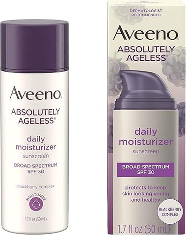 Ageless Hidratante Facial Anti-Rugas com FPS 30, Complexo de Amora Rica em Antioxidantes e Vitamina C - Aveeno