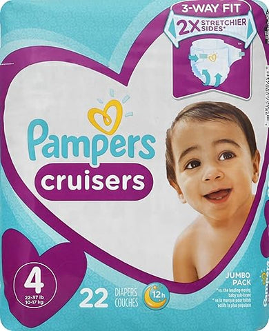 Fraldas Descartáveis Pampers Cruisers Tamanho 4 Grande Menino ou Menina com Abas Adesivas – 22 Unidades