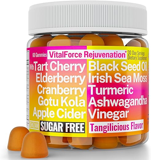SHIZAM - Gotu Kola Óleo de Semente Preta Vinagre de Maçã Sea Moss Cranberry Ashwagandha Cereja Azeda Cúrcuma Curcumina Gomas de Sabugueiro | Suplemento de Sea Moss Elder Berry ACV em G