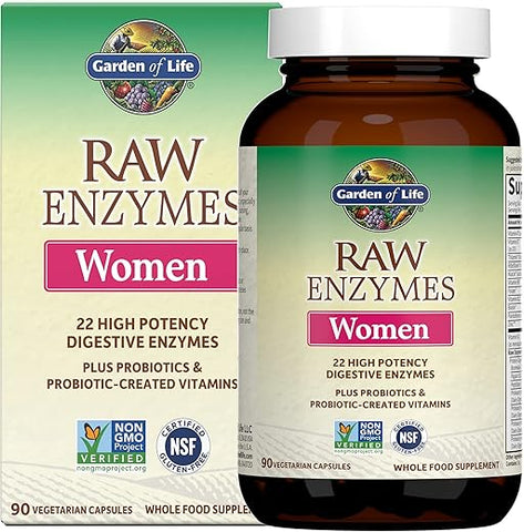 Enzimas Digestivas 22 para Mulheres com Bromelina, Papaína, Lipase – 60 cápsulas - Garden of Life