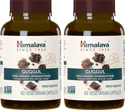 Guggul: Suplemento para Colesterol Saudável LDL, HDL e Níveis de Triglicerídeos, 750 mg, 60 Cápsulas Vegetarianas, 1 Mês de Fornecimento, 2 Pacotes - Himalaya