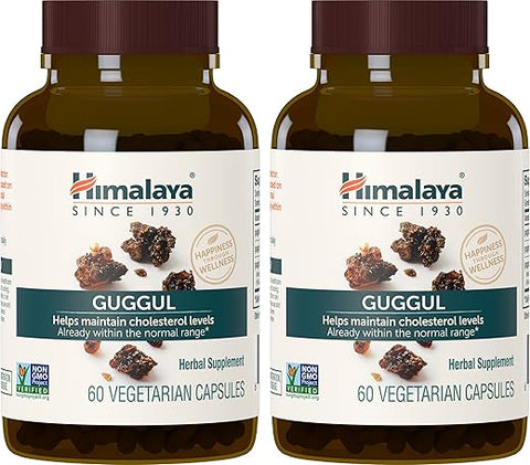 Guggul: Suplemento para Colesterol Saudável LDL, HDL e Níveis de Triglicerídeos, 750 mg, 60 Cápsulas Vegetarianas, 1 Mês de Fornecimento, 2 Pacotes - Himalaya
