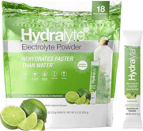 Pó de Eletrólitos Efervescente de Reidratação Rápida com Baixo Teor de Açúcar, 16 oz Serve | Pacotes de Hidratação de Limonada | Hidratação para Calor, Viagem Essencial – Treino - Hydralyte