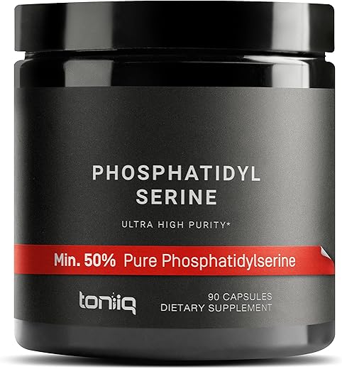 Phosphatidylserine – Fórmula de 400mg – Primeira Pureza de 50% do Mundo – Maior Pureza nos EUA – Suplemento de Fosfatidilserina Livre de Soja – 90 Cápsulas Vegetais - Toniiq