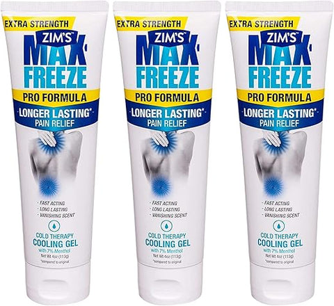 Zim's Max - Gel Zim’s Max-Freeze Pro Formula, 4 Ounce (Pack de 3) – Fórmula Profissional, Alívio Rápido e Duradouro