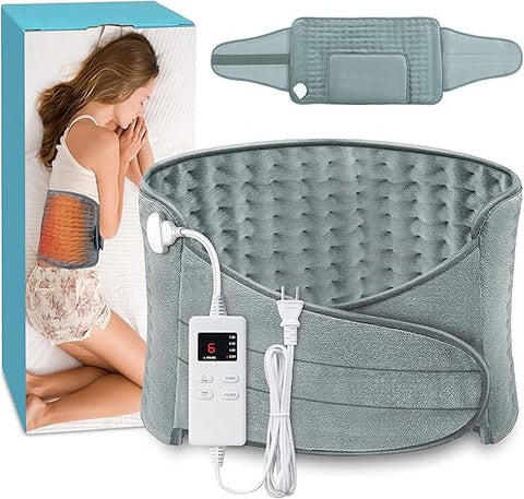 COCOBELA - Aquecedor Elétrico para Alívio de Dor nas Costas – Almofada Térmica para Cólicas Menstruais, Dor Lombar, Pescoço e Ombros – Desligamento Automático de 6 Horas – Almofada Aquecida 12×24 – Cinta Ajustável de 20″ – 4 Níveis de Ajuste