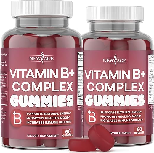 Gomas de Vitaminas do Complexo B NEW AGE com Vitamina B3, B5, B6, B7, B9 – Suplemento para Energia e Saúde