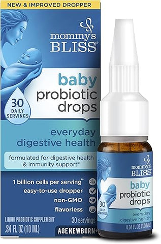 Mommy's Bliss - Gotas Probióticas para Bebês Mommy’s Bliss, Alívio Diário de Gases, Constipação e Cólicas, Suporte Imunológico, Recém-Nascidos