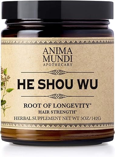 Anima Mundi Apothecary - Anima Mundi Vitaminas para Cabelos Saudáveis – He Shou Wu Adaptogênico – Suplemento de Raiz de Fo Ti para Cabelos para Mulheres e Homens – Também Suporta Fígado, Imunidade