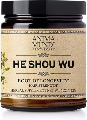 Anima Mundi Apothecary - Anima Mundi Vitaminas para Cabelos Saudáveis – He Shou Wu Adaptogênico – Suplemento de Raiz de Fo Ti para Cabelos para Mulheres e Homens – Também Suporta Fígado, Imunidade