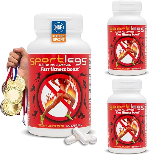 Suplemento Pré-Treino para Aumento Rápido de Fitness, Combustível para Resistência Esportiva – Certificado NSF para Esportes – Frasco com 120 Cápsulas, Pack com 3 – Aumente seu Desempenho Agora! - SPORTLEGS