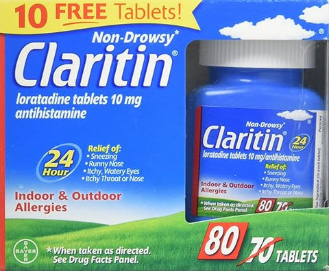 24 horas sem sonolência para alergias indoor outdoor – 80 comprimidos - Claritin