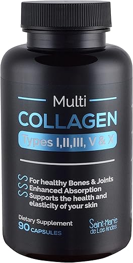 Saint-Marie de los Andes - Pílulas de Colágeno Multi (Tipos I, II, III, V) – Fortaleça sua pele, cabelo e unhas | 100% Colágeno Puro