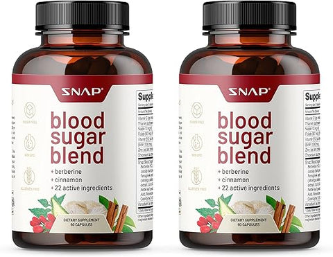 Blood Sugar Blend – Suporte para Açúcar no Sangue Saudável, 60 Cápsulas, Pacote de 2 - Snap Supplements