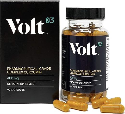 Volt03 - Cápsulas de Curcumina de Cúrcuma de Grau Farmacêutico | Suplementos de Cúrcuma e Curcumina para Suporte Imunológico | Suplementos Naturais de Ervas de Cúrcuma para Suporte Articular 400 mg