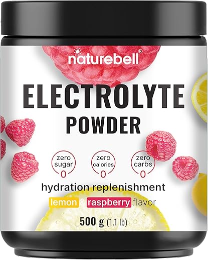 NatureBell - Pó de Eletrólitos Sem Açúcar, 72 Porções | Pó de Hidratação Rápida Keto – 1000mg de Potássio, Minerais de Alta Qualidade