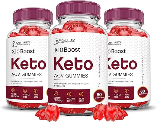 Justified Laboratories - (3 Pacotes) X10 Boost Keto ACV Gummies Fórmula Avançada 1000MG X 10 Boost Keto Gummies Vinagre de Maçã Boost Formulado com Pó de Romã e Beterraba B12 Vegano Não GMO 180g
